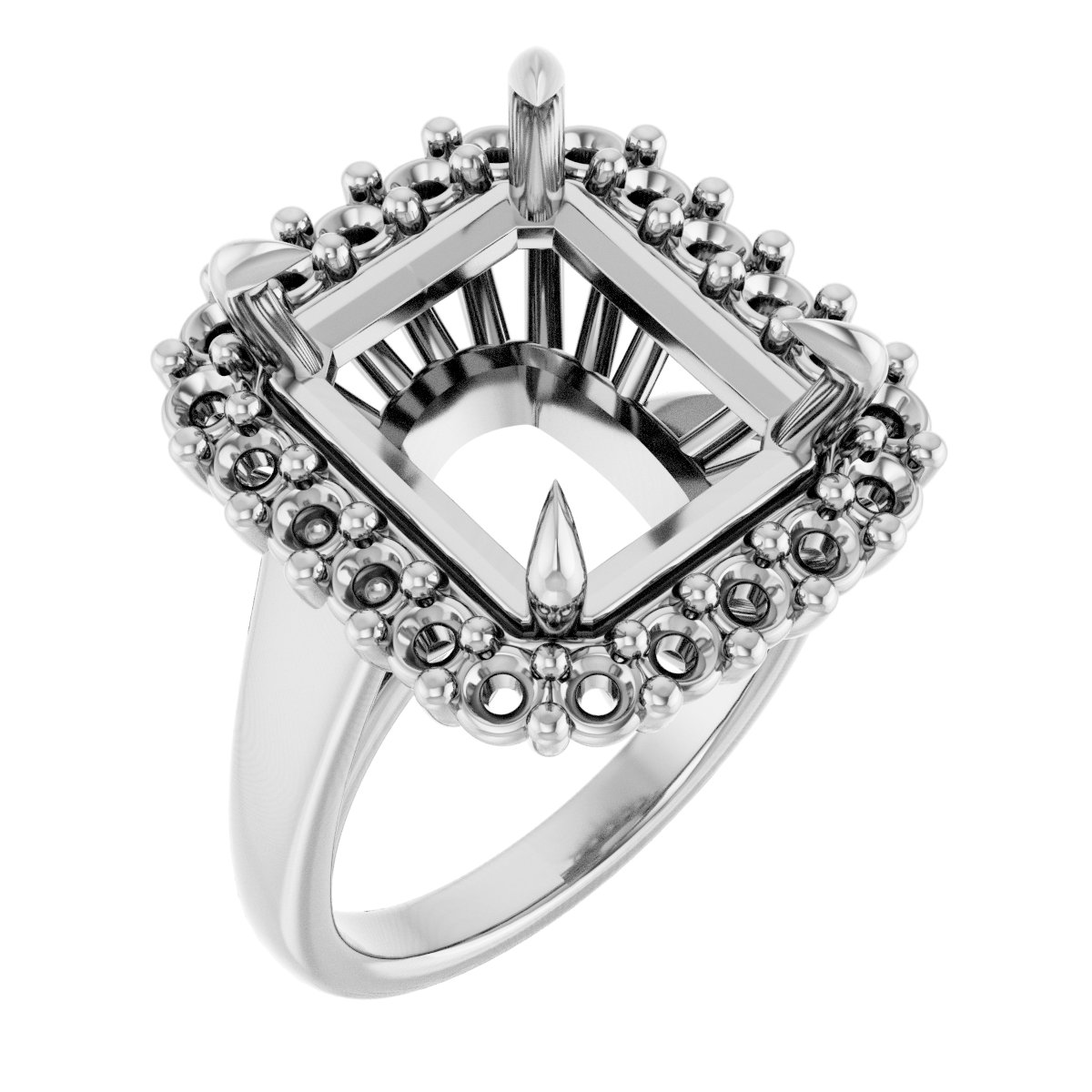 Claw-Prong Halo-Style Engagement Ring