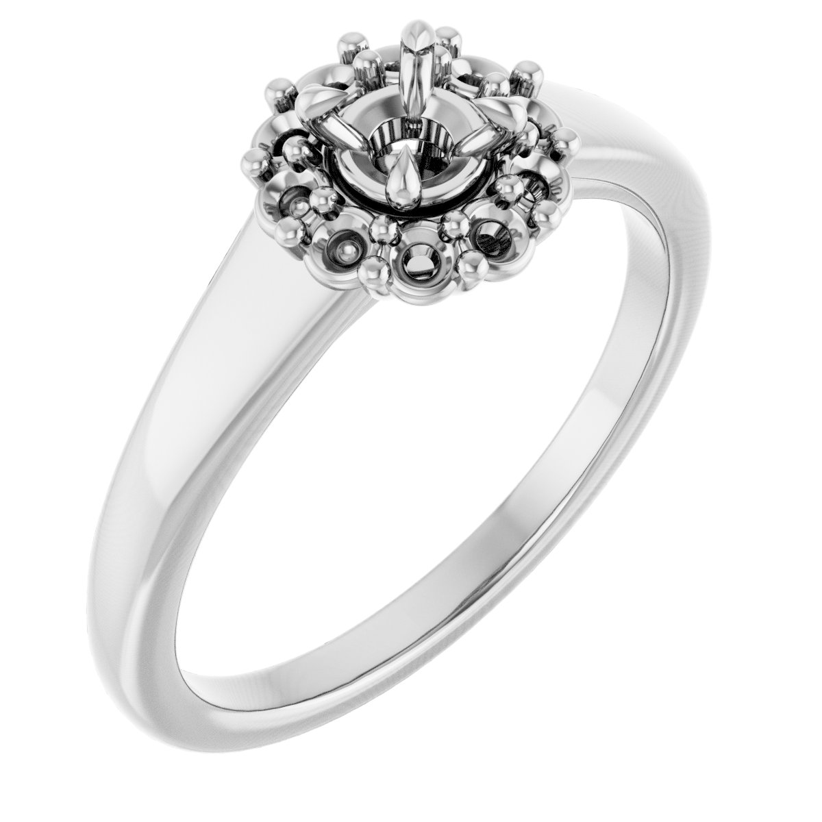Claw-Prong Halo-Style Engagement Ring