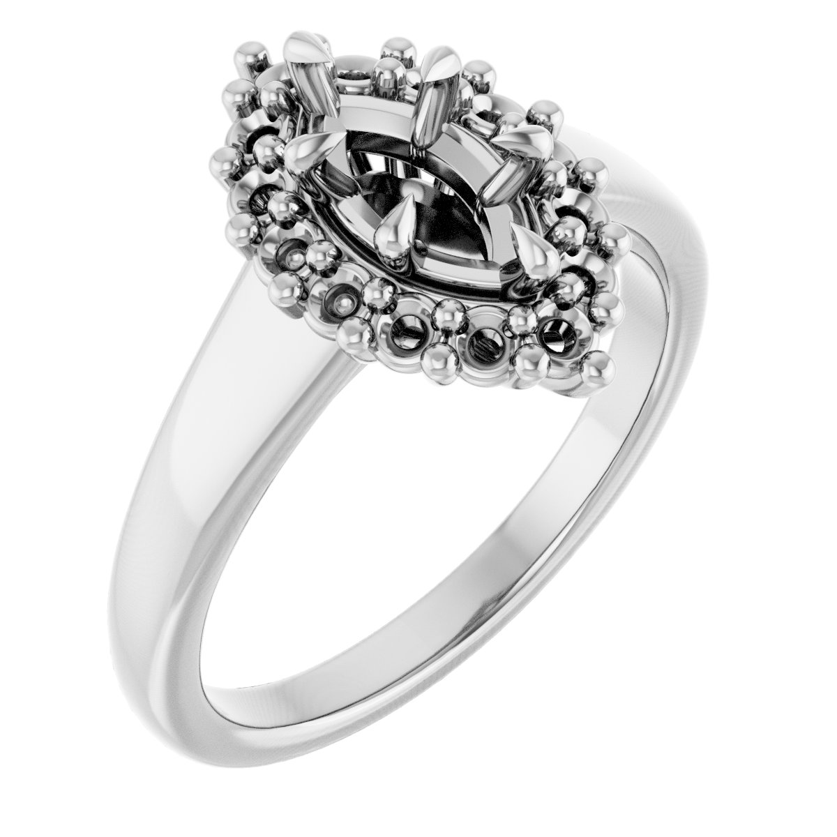 Claw-Prong Halo-Style Engagement Ring