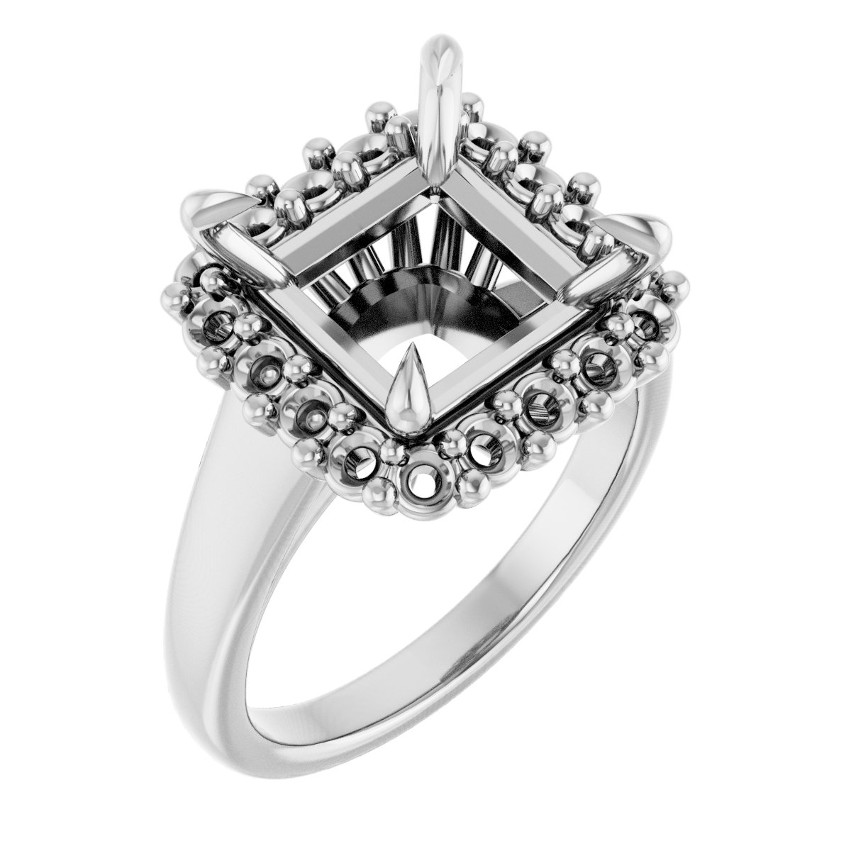 Claw-Prong Halo-Style Engagement Ring