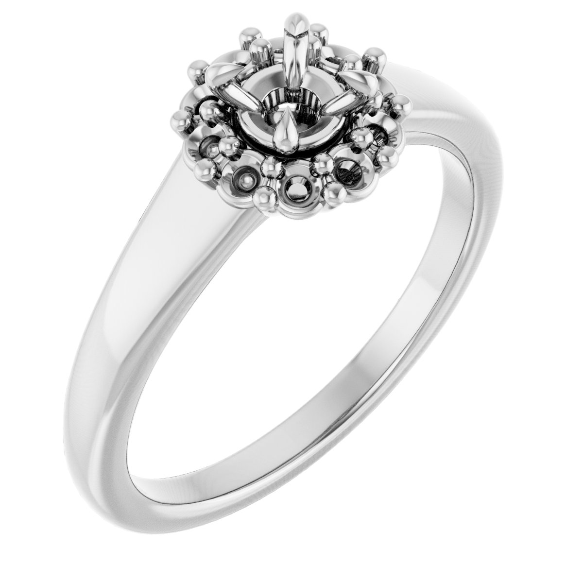Claw-Prong Halo-Style Engagement Ring