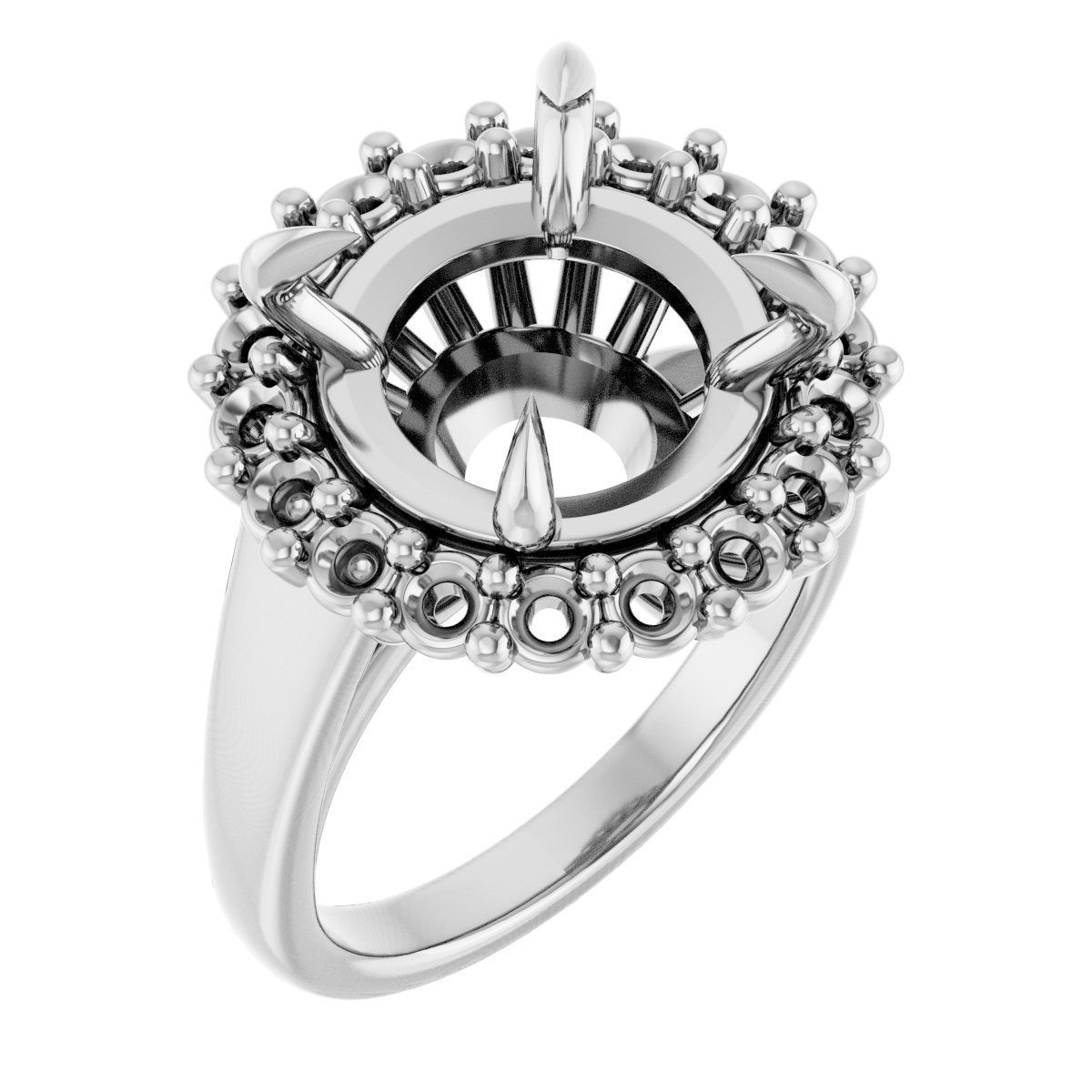 Claw-Prong Halo-Style Engagement Ring