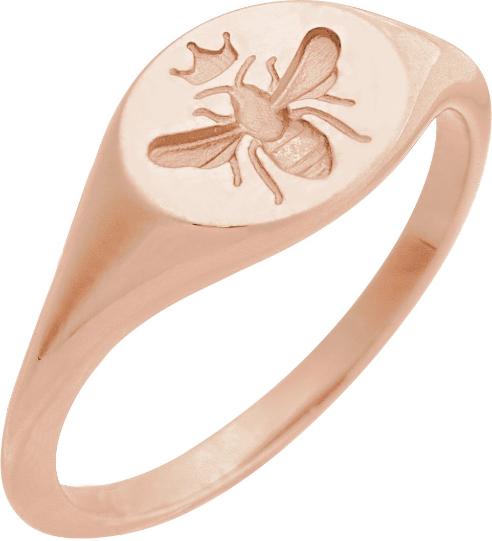 14K Rose Intaglio Bee Signet Ring Ref 22391602