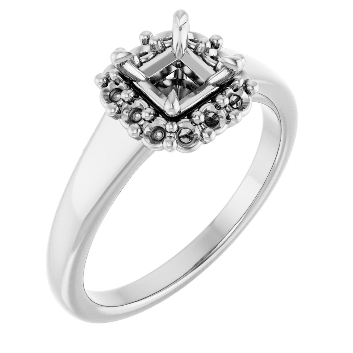 Claw-Prong Halo-Style Engagement Ring