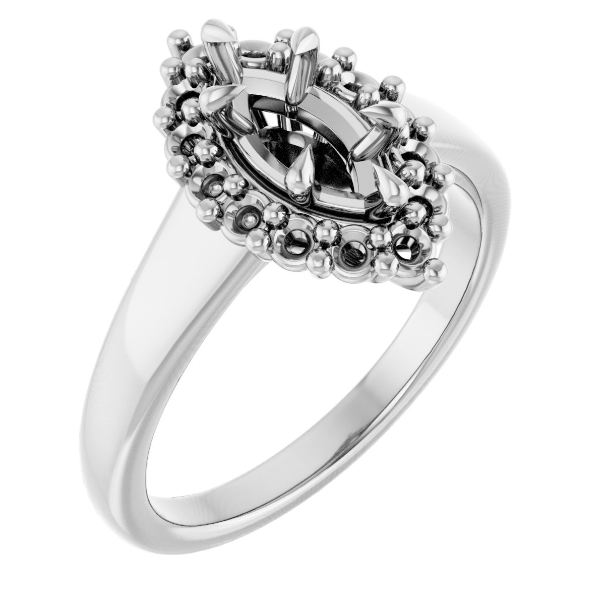Claw-Prong Halo-Style Engagement Ring