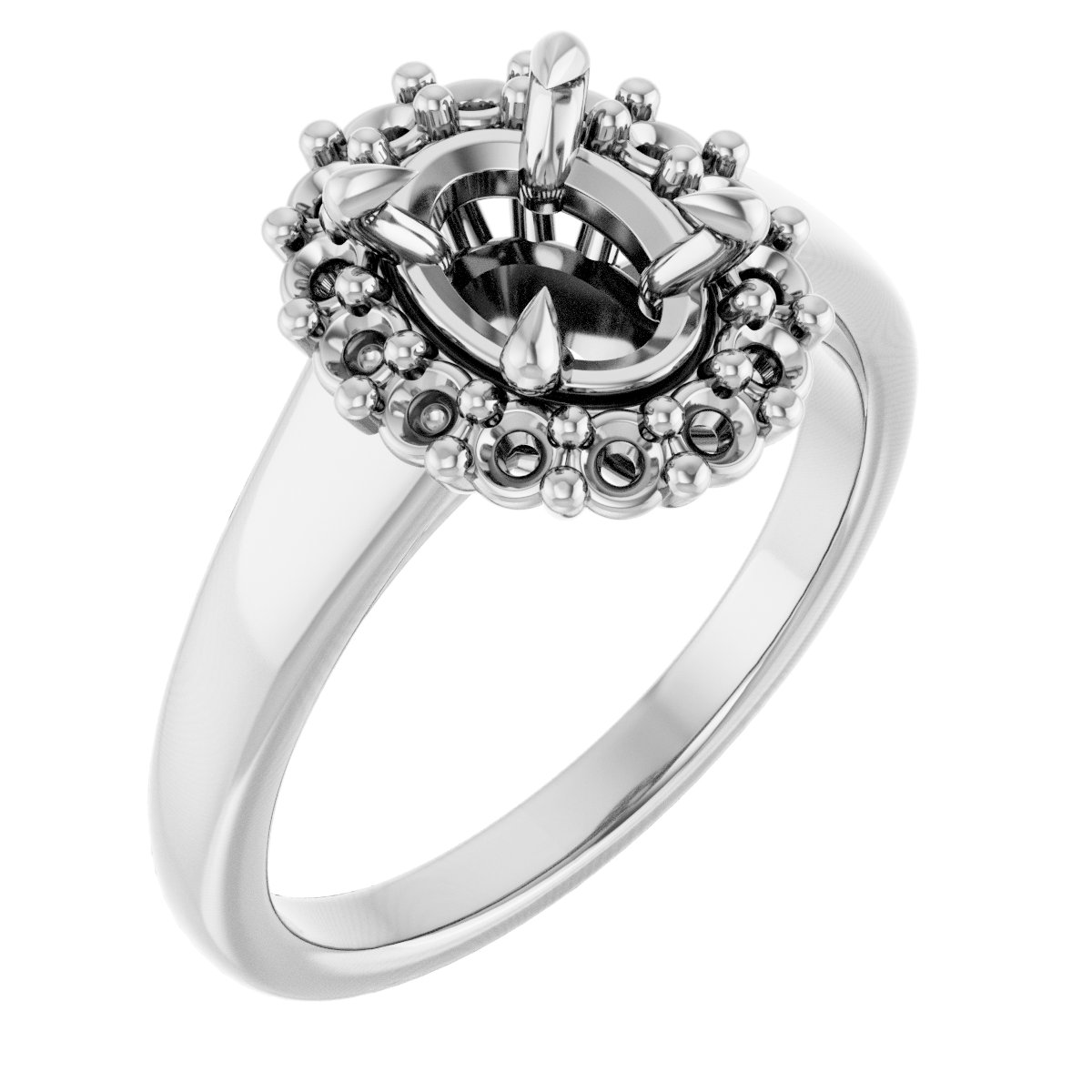 Claw-Prong Halo-Style Engagement Ring