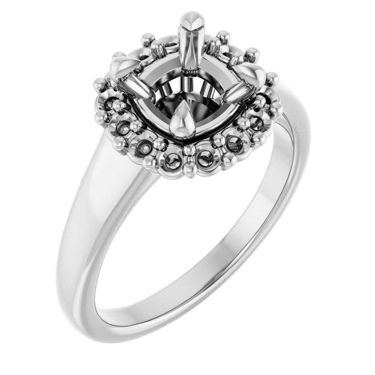 Claw-Prong Halo-Style Engagement Ring
