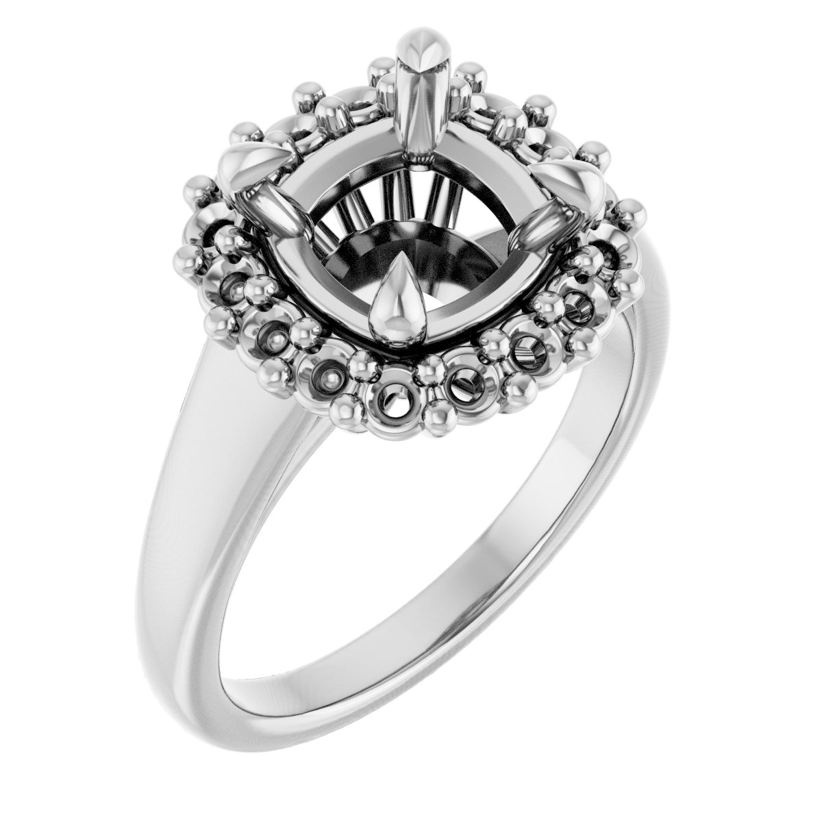 Claw-Prong Halo-Style Engagement Ring