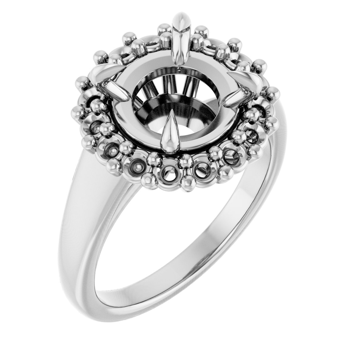 Claw-Prong Halo-Style Engagement Ring