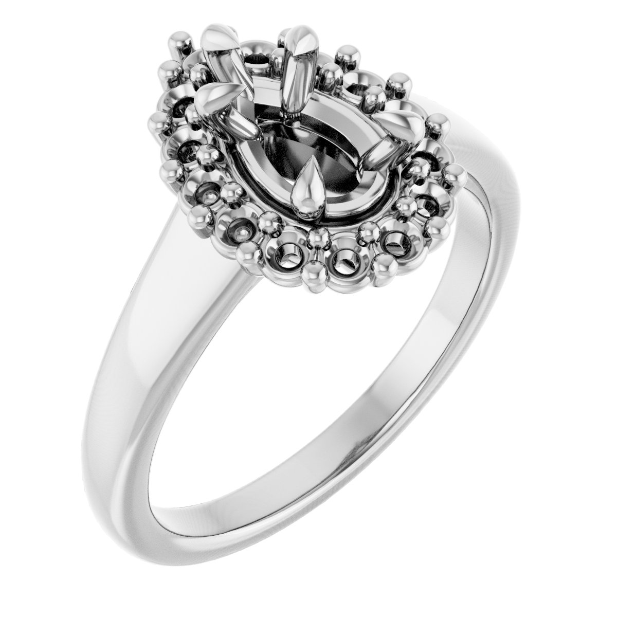 Claw-Prong Halo-Style Engagement Ring