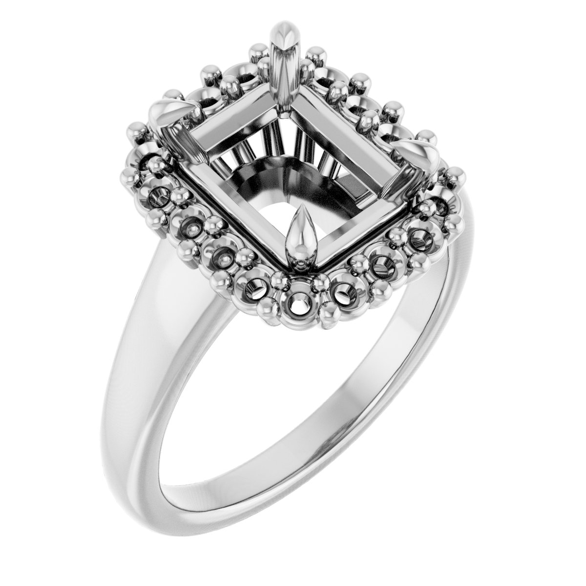 Claw-Prong Halo-Style Engagement Ring
