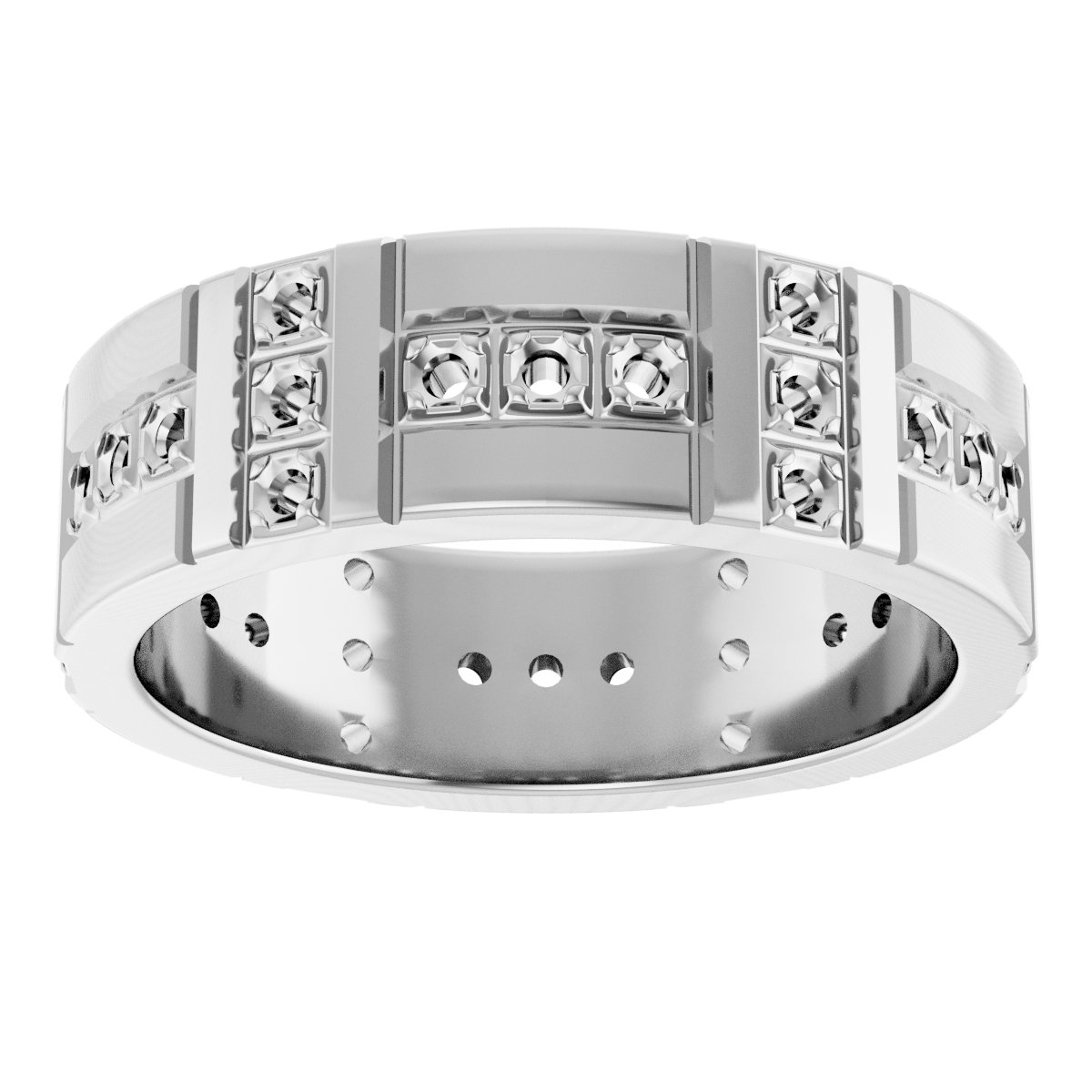 1.2 mm Round Accented Eternity Band Mounting view 3