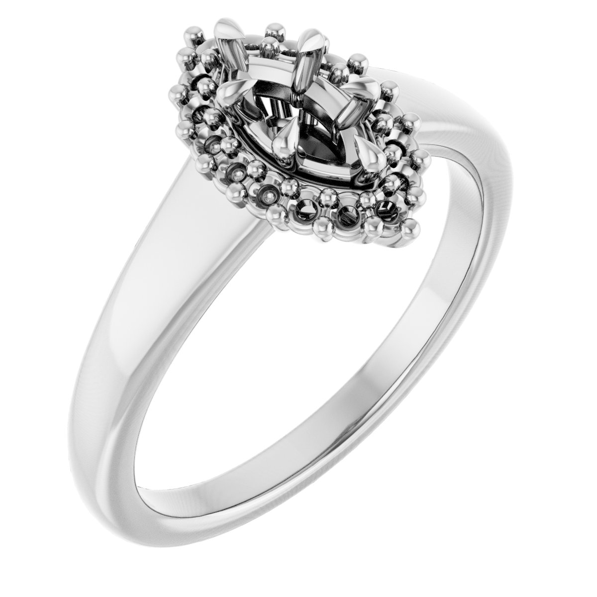 Claw-Prong Halo-Style Engagement Ring