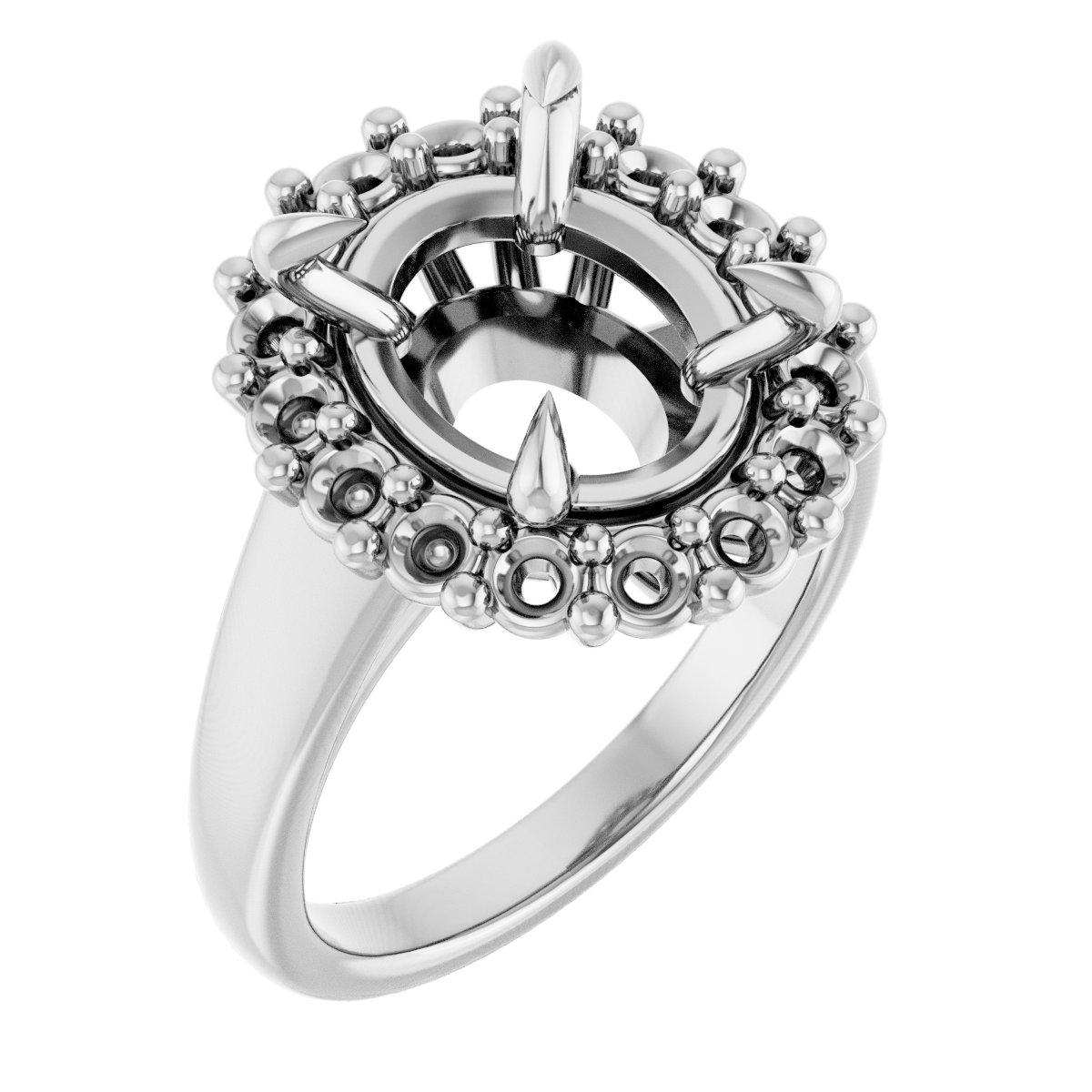Claw-Prong Halo-Style Engagement Ring