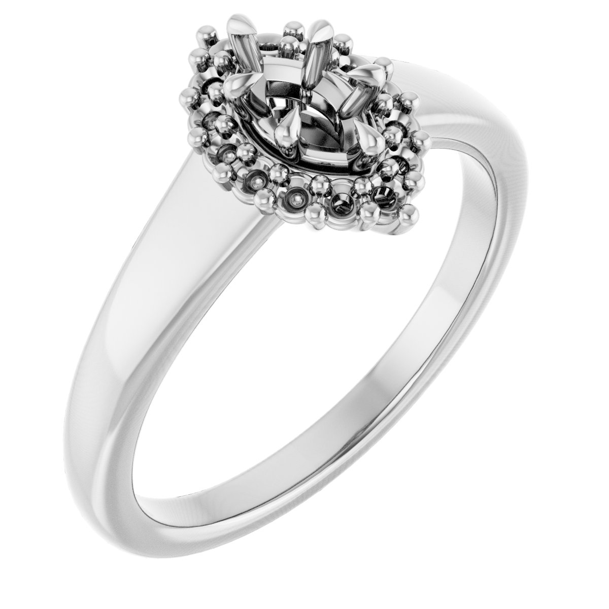 Claw-Prong Halo-Style Engagement Ring