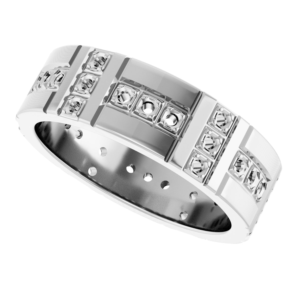 1.2 mm Round Accented Eternity Band Mounting view 5
