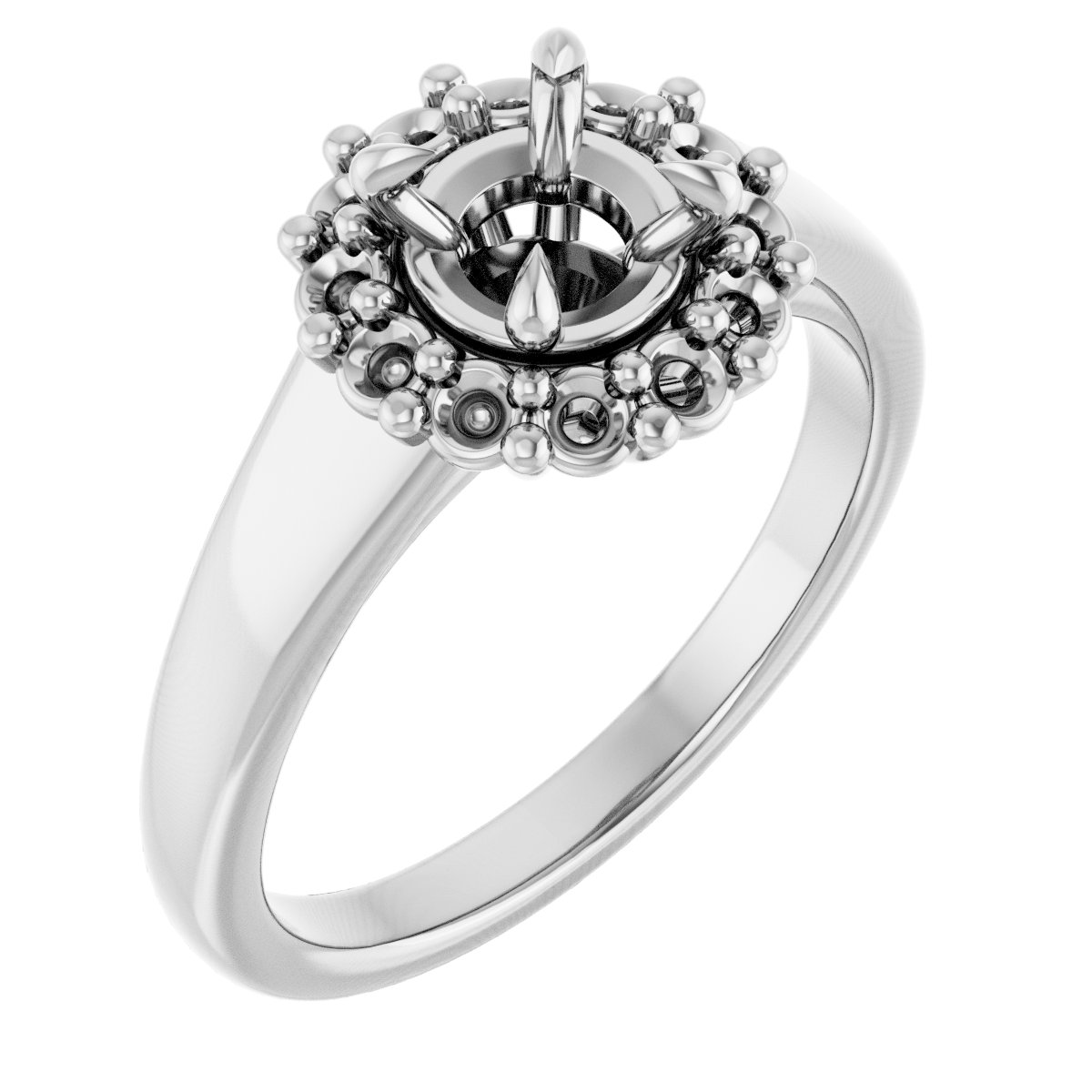 Claw-Prong Halo-Style Engagement Ring