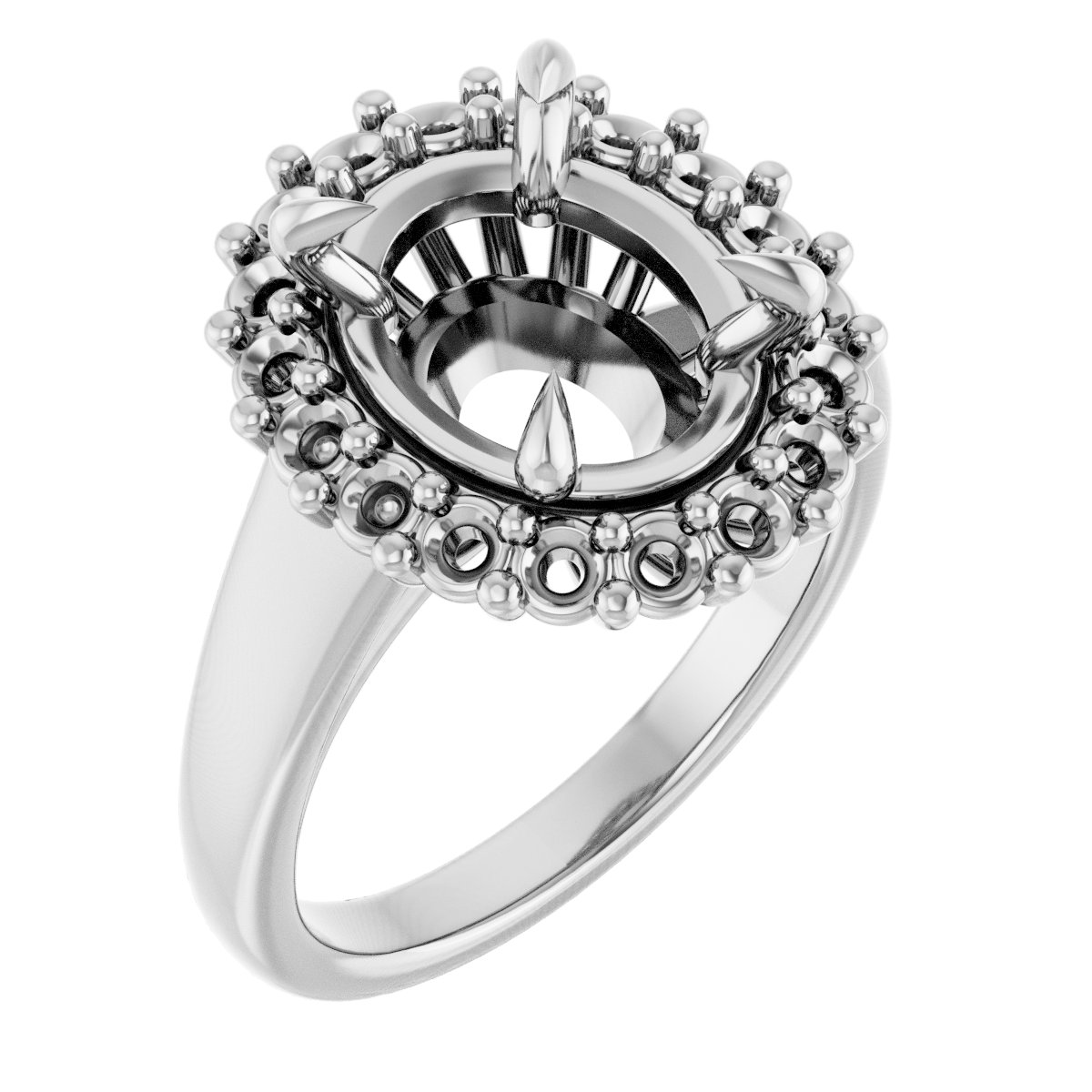 Claw-Prong Halo-Style Engagement Ring