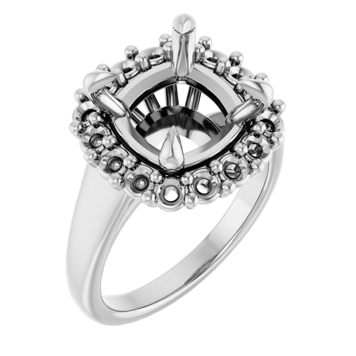 Claw-Prong Halo-Style Engagement Ring