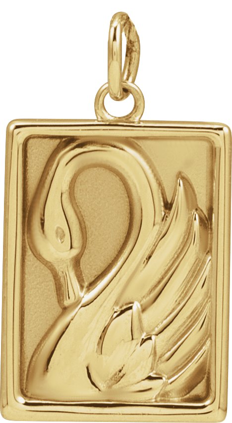 14K Yellow Swan Pendant