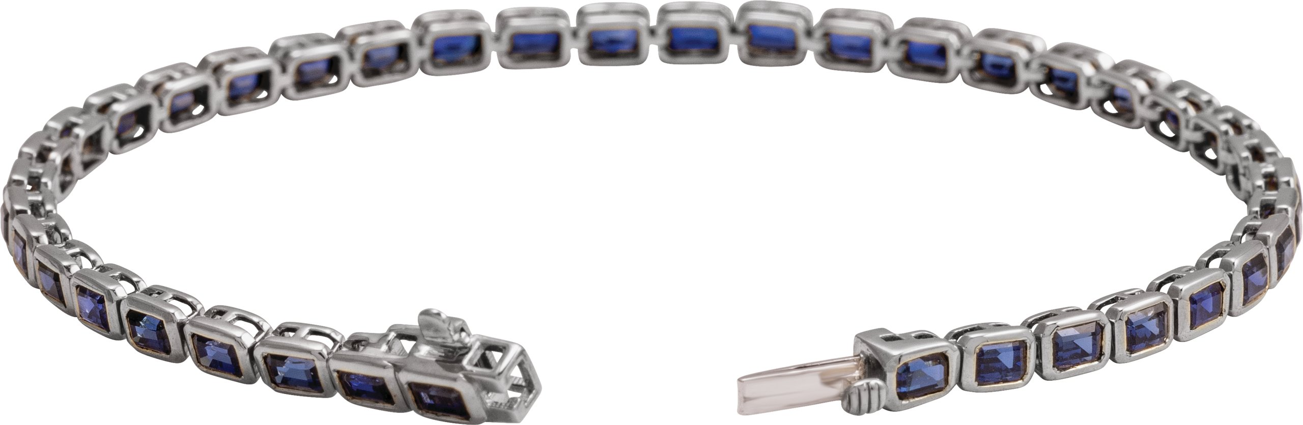 14K White Lab-Grown Blue Sapphire Line 7 Bracelet