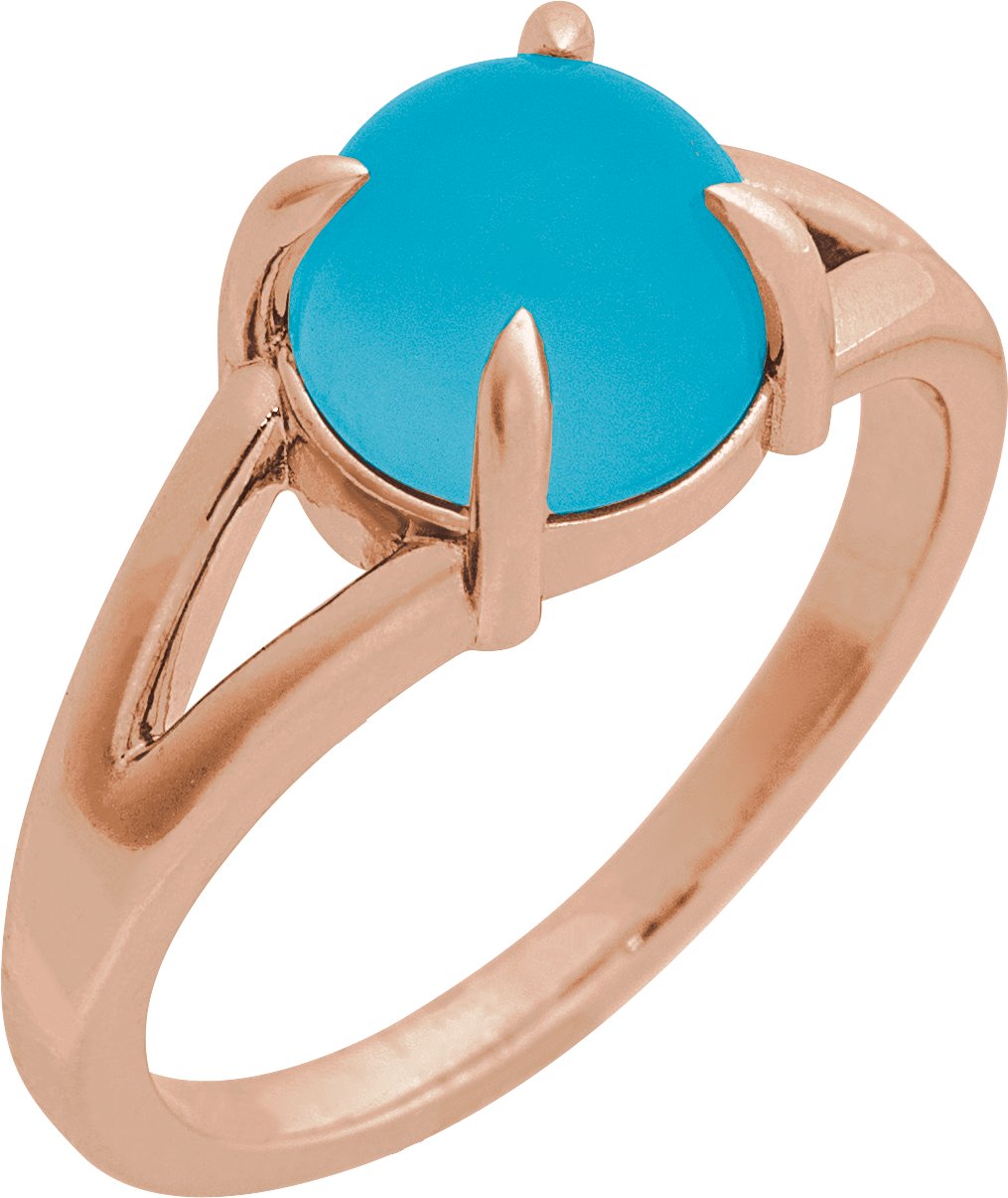 14K Rose Natural Turquoise Cabochon Ring Ref 22391721