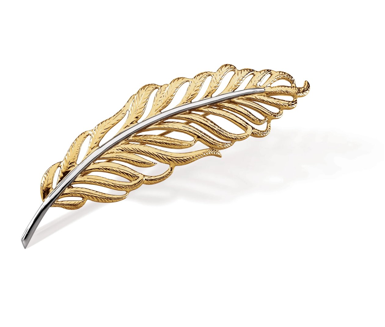 Gold Feather Brooch