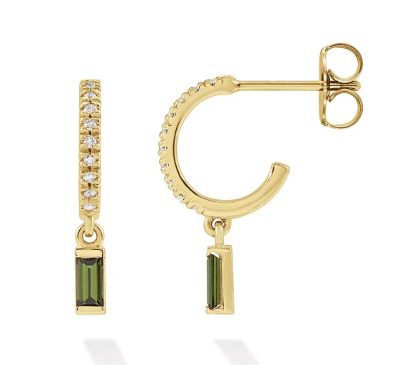 Gold Earring with Green Gemstones