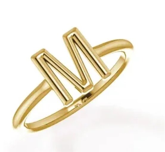 Gold Ring with the Letter M