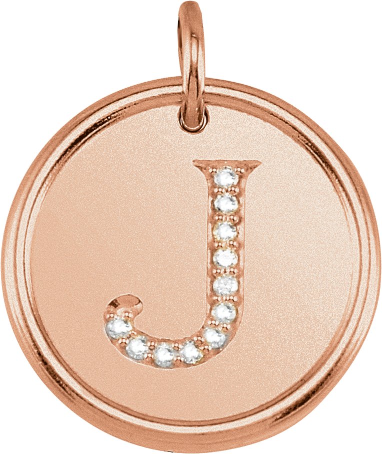 14K Rose .06 CTW Natural Diamond Initial J Pendant Ref 4951826