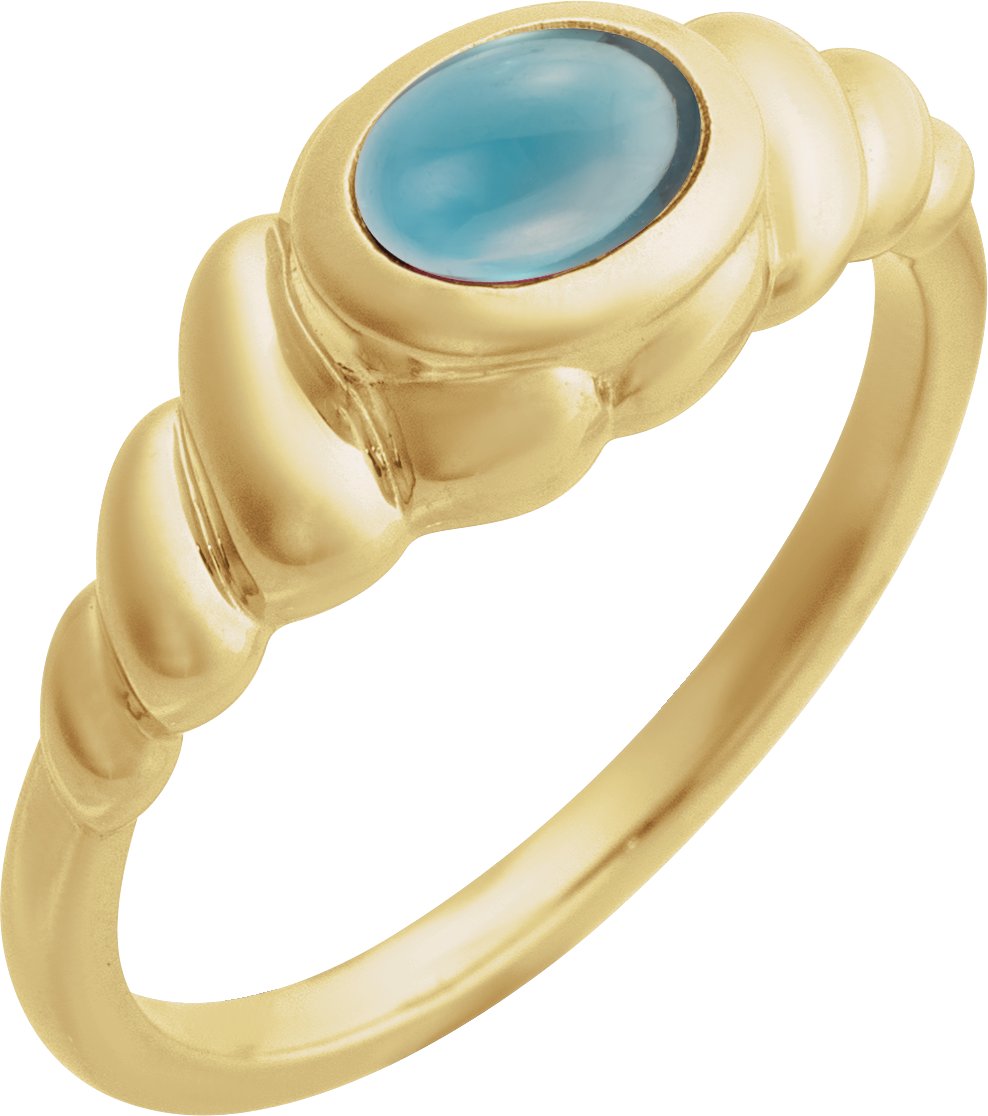 14K Yellow Natural London Blue Topaz Ring