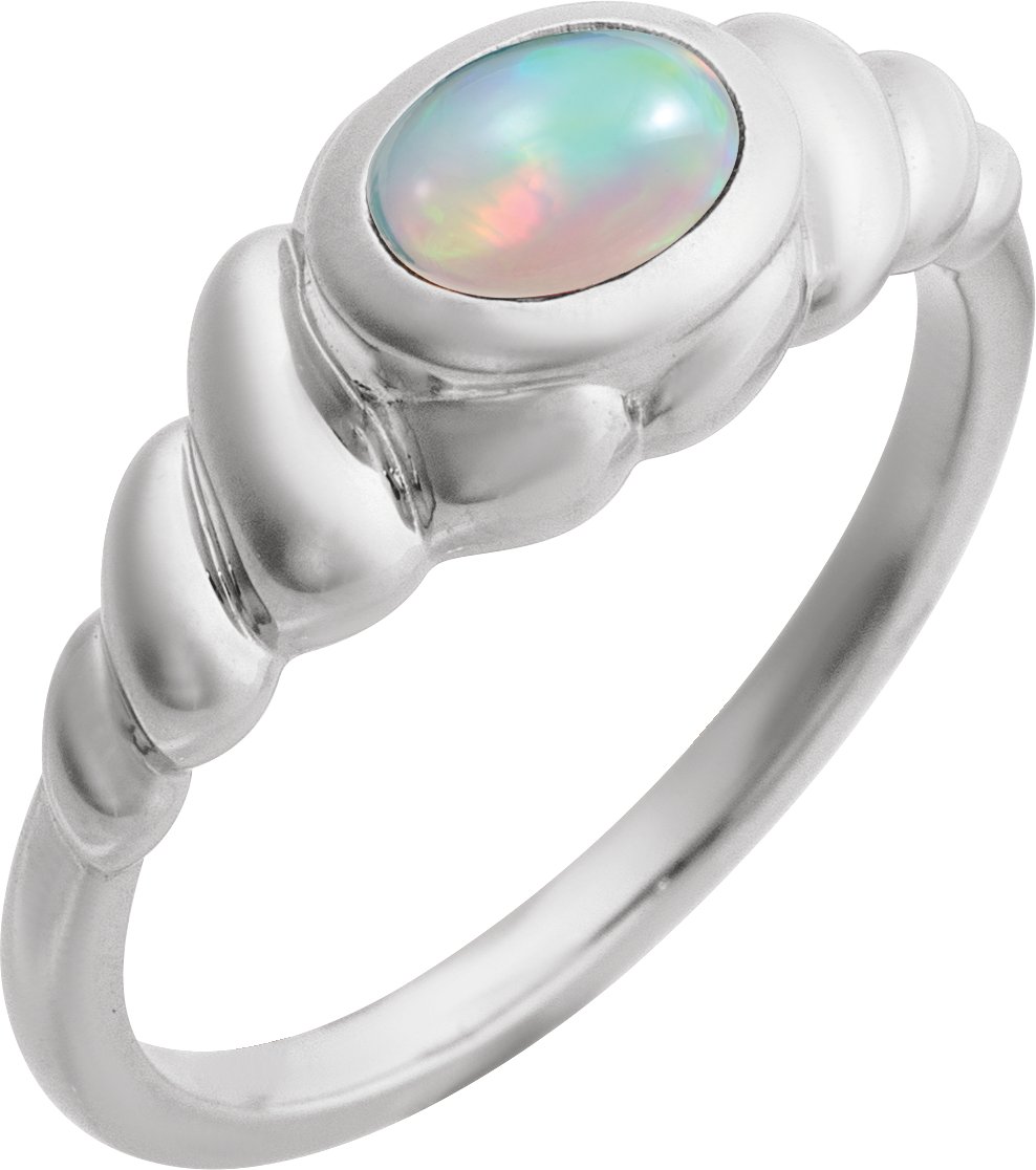 Bezel-Set Puffed Cabochon Ring