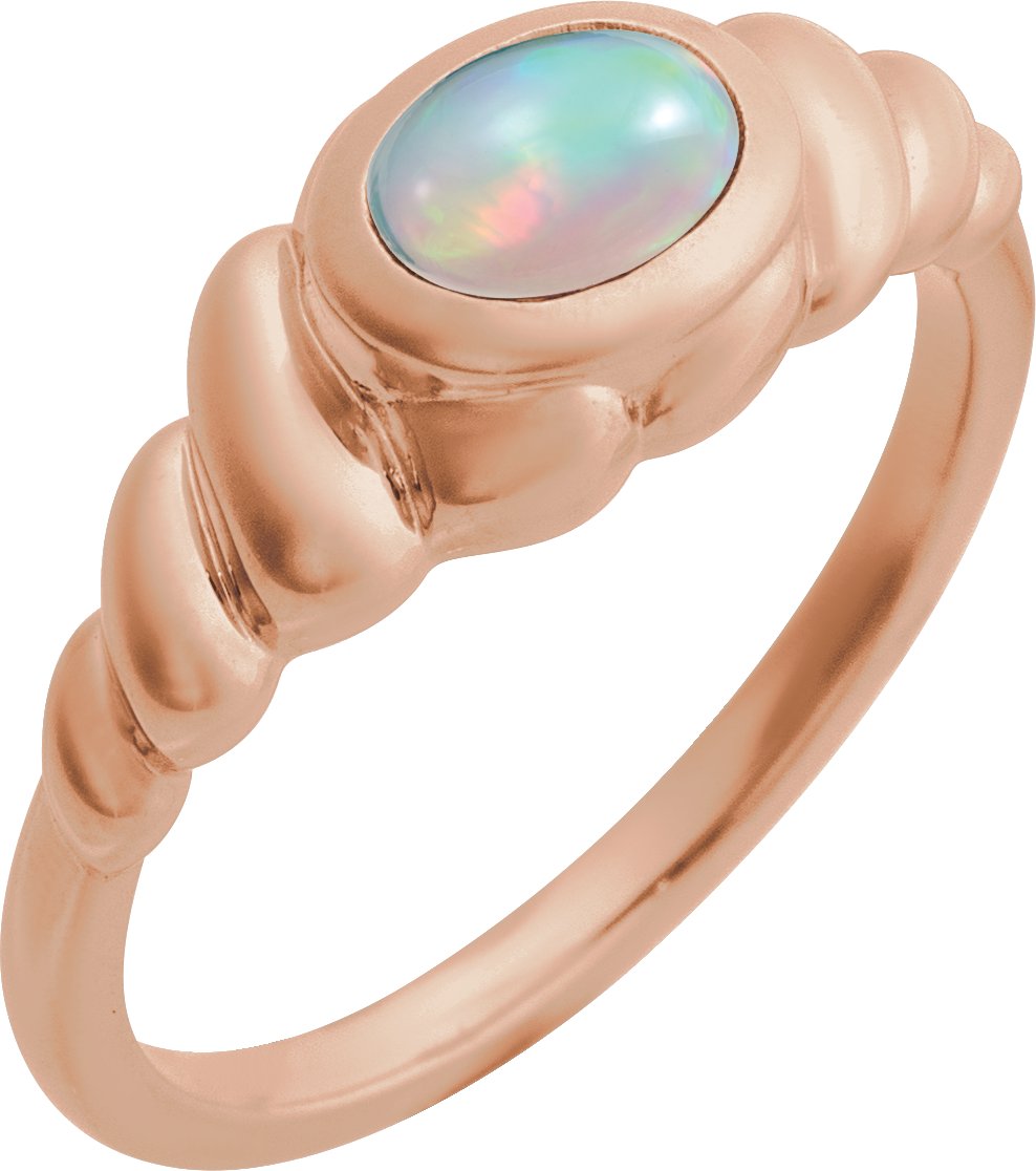 Bezel-Set Puffed Cabochon Ring