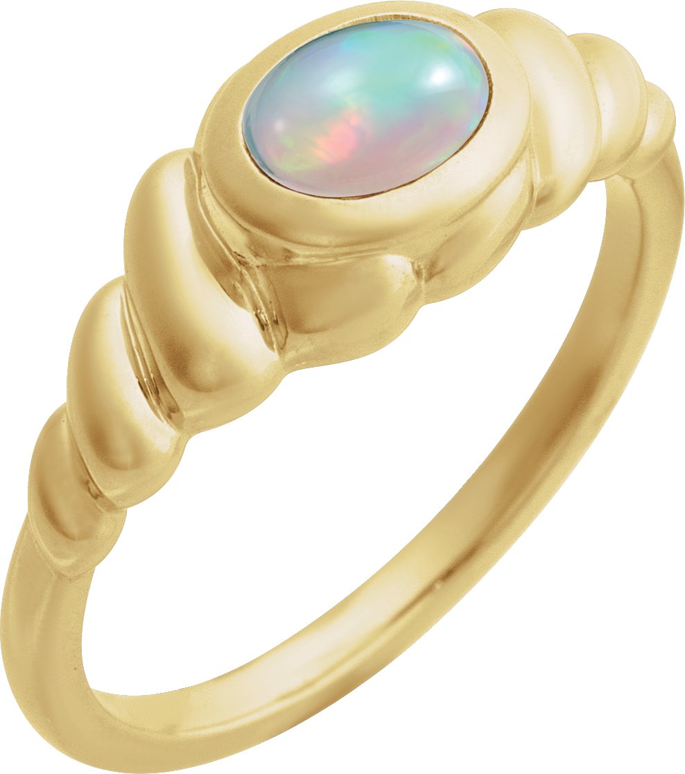 14K Yellow Natural Ethiopian Opal Ring