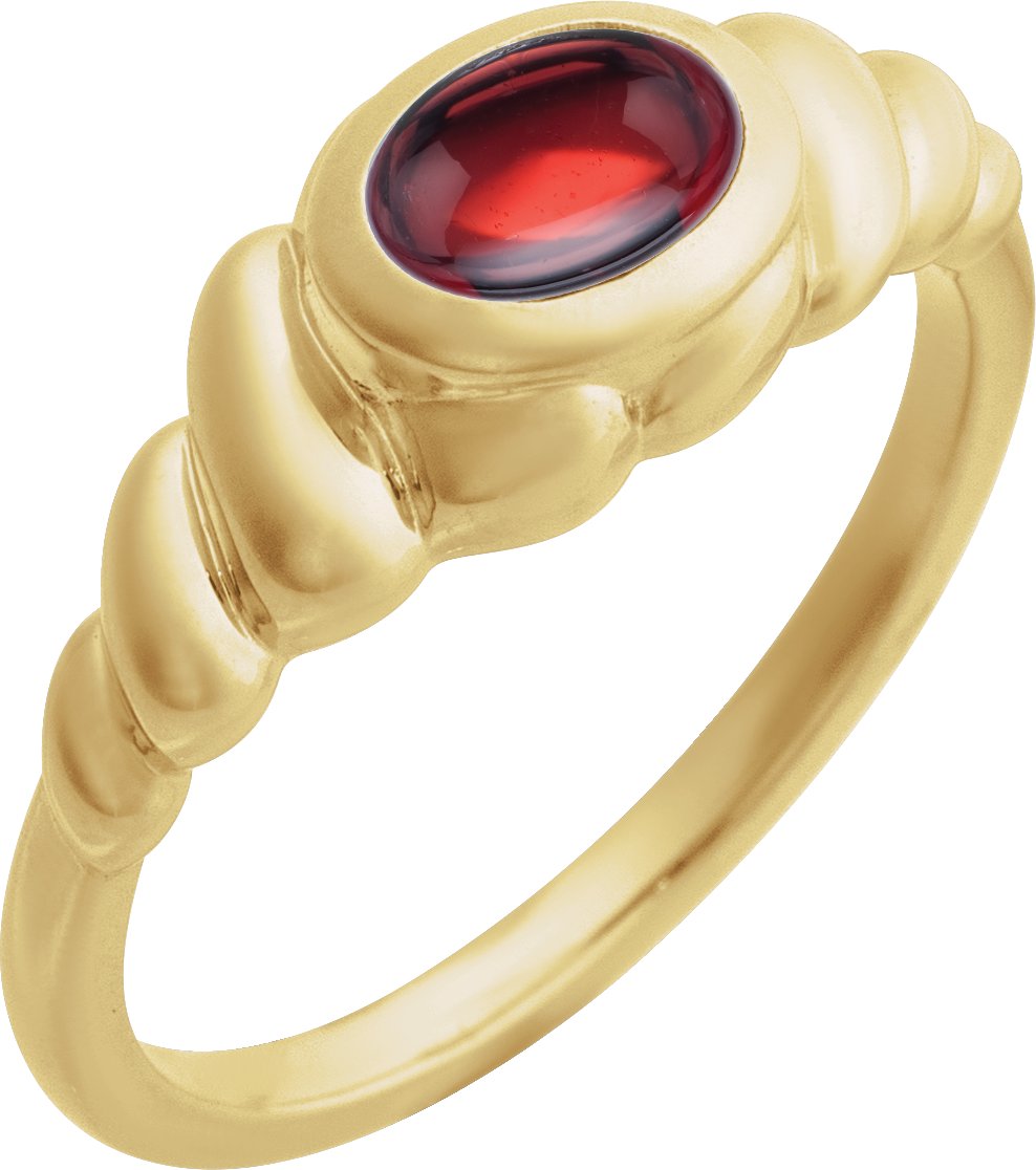 Bezel-Set Puffed Cabochon Ring