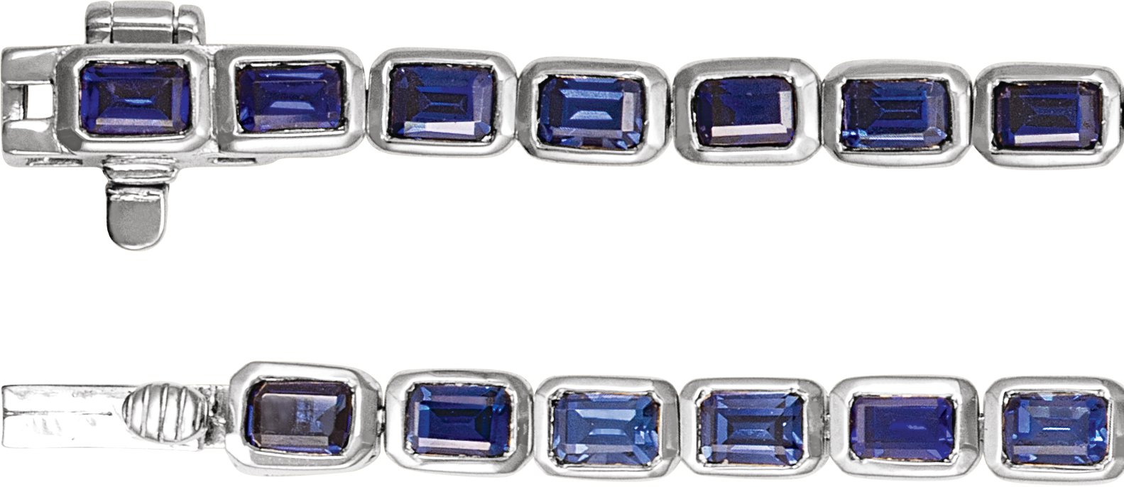 14K White Lab-Grown Blue Sapphire Line 7 Bracelet