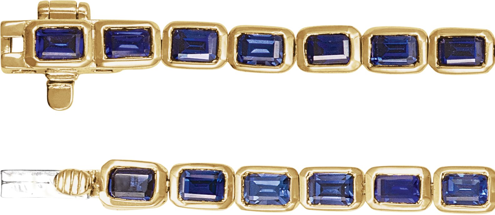 14K Yellow Lab-Grown Blue Sapphire Line 7 Bracelet