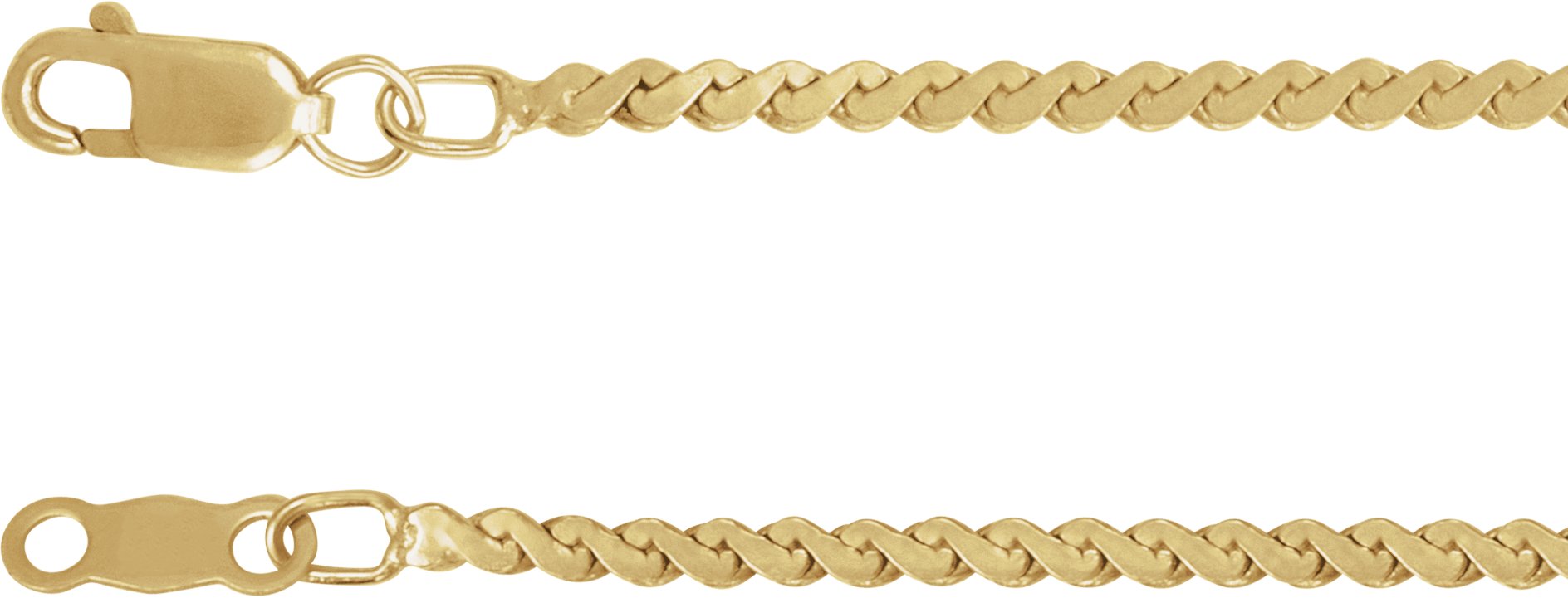 14K Yellow Gold-Filled 1.7 mm Serpentine 7" Chain