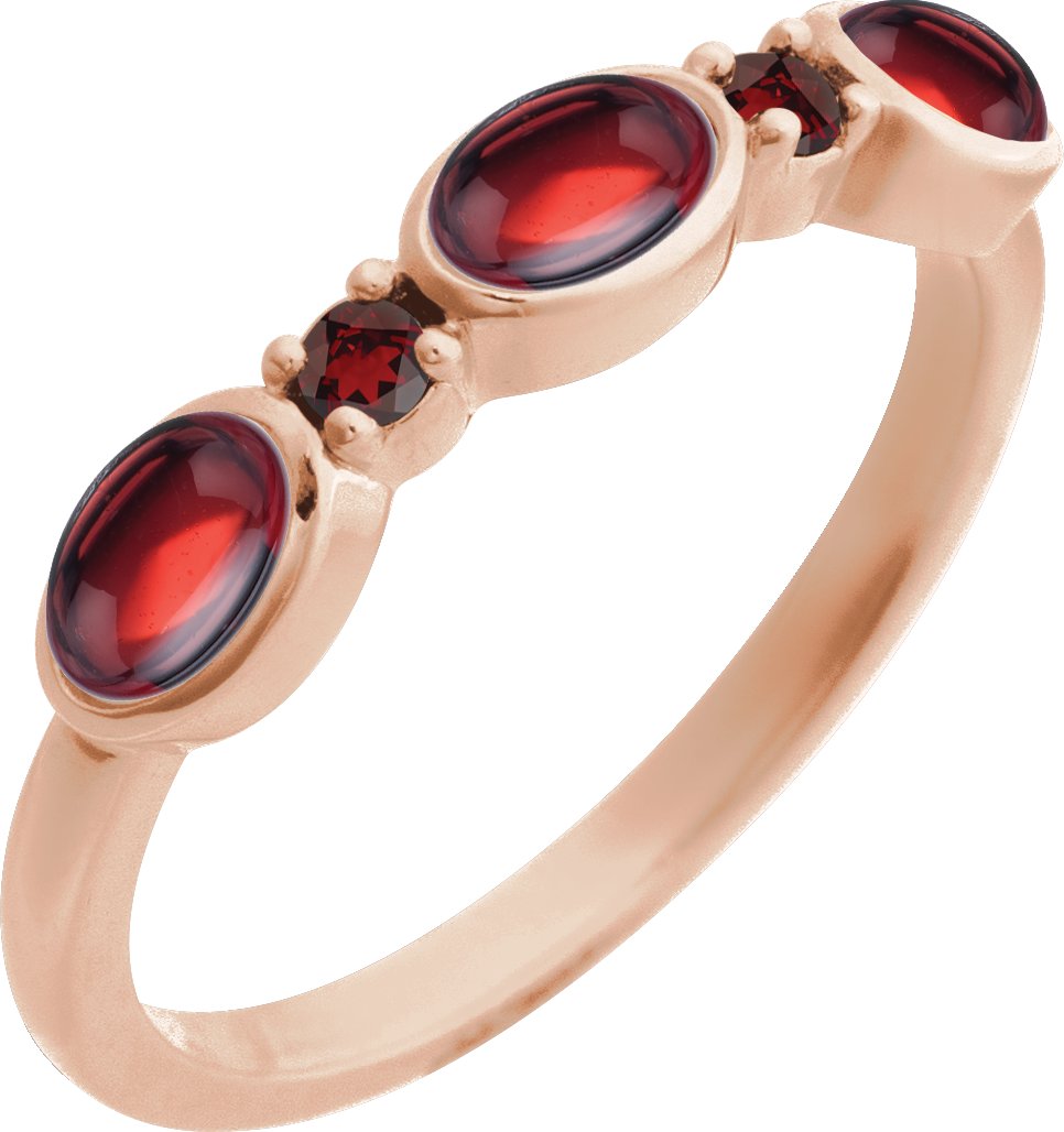 14K Rose Natural Mozambique Garnet and Natural Mozambique Garnet Stackable Ring Ref 22370853