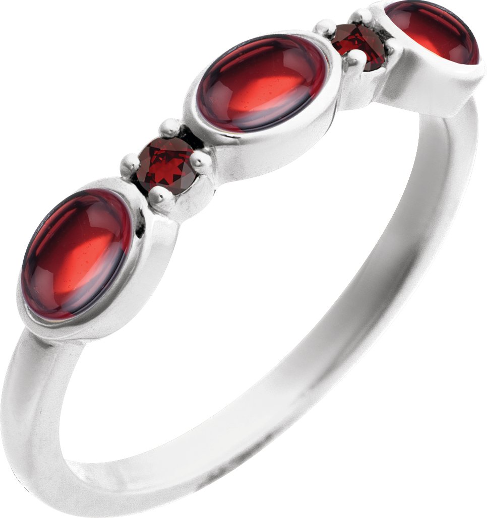 Platinum Natural Mozambique Garnet and Natural Mozambique Garnet Stackable Ring Ref 22370852