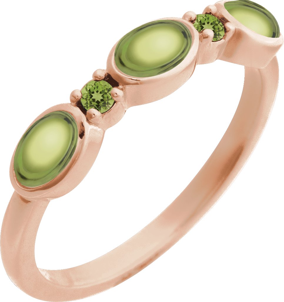 14K Rose Natural Peridot and Natural Peridot Stackable Ring Ref 22370844