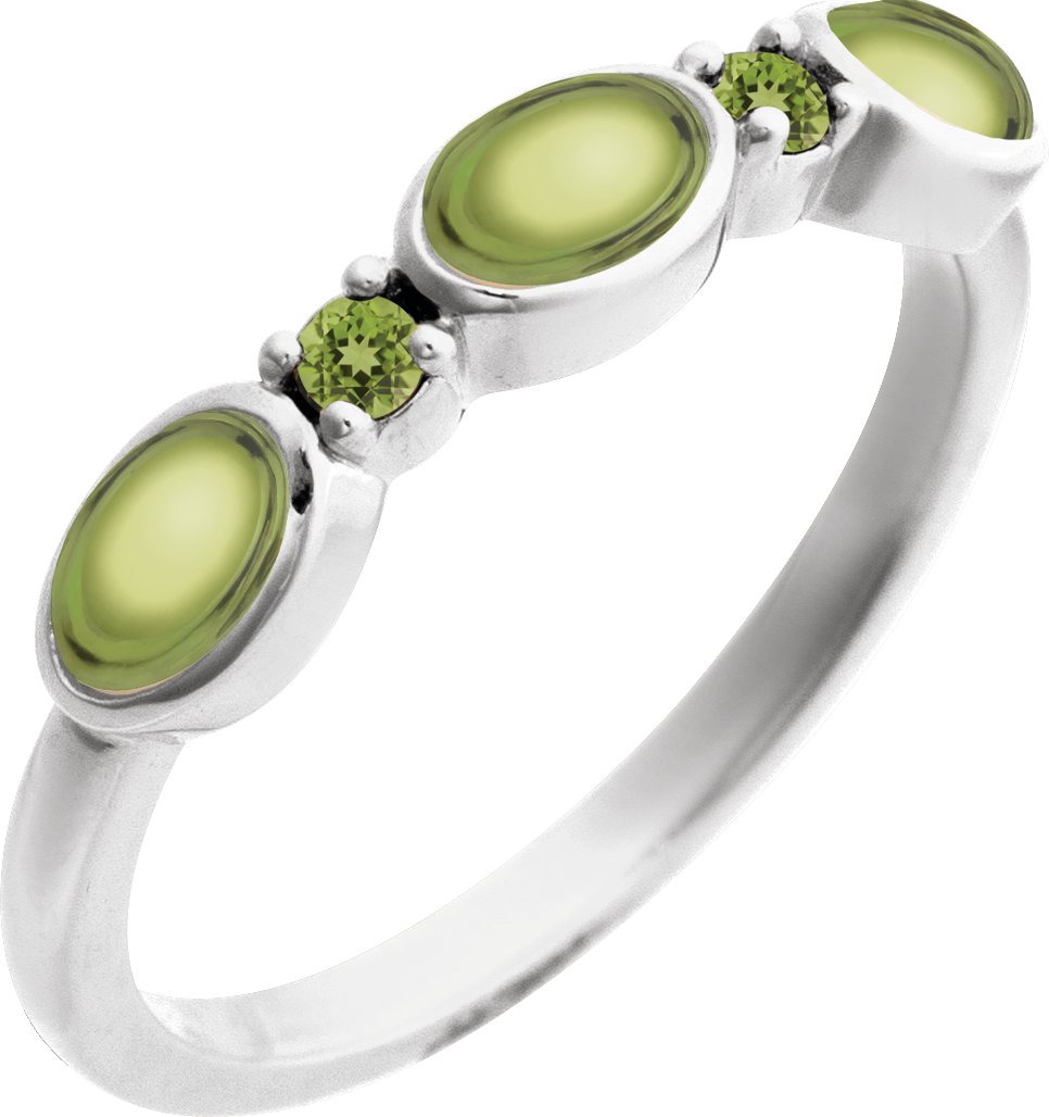 14K White Natural Peridot and Natural Peridot Stackable Ring Ref 22370813