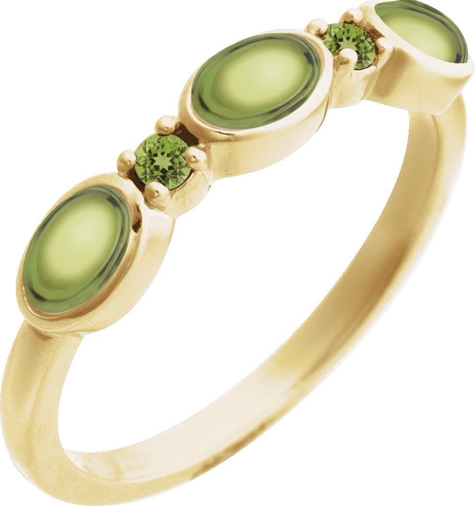 14K Yellow Natural Peridot & Natural Peridot Stackable Ring