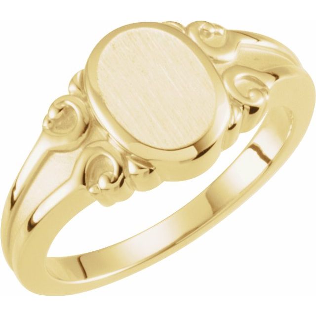 14K Yellow 9.7x8 mm Oval Signet Ring