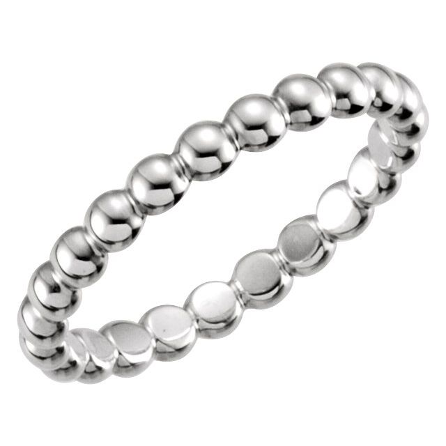 14K White 2.5 mm Stackable Bead Ring Size 6