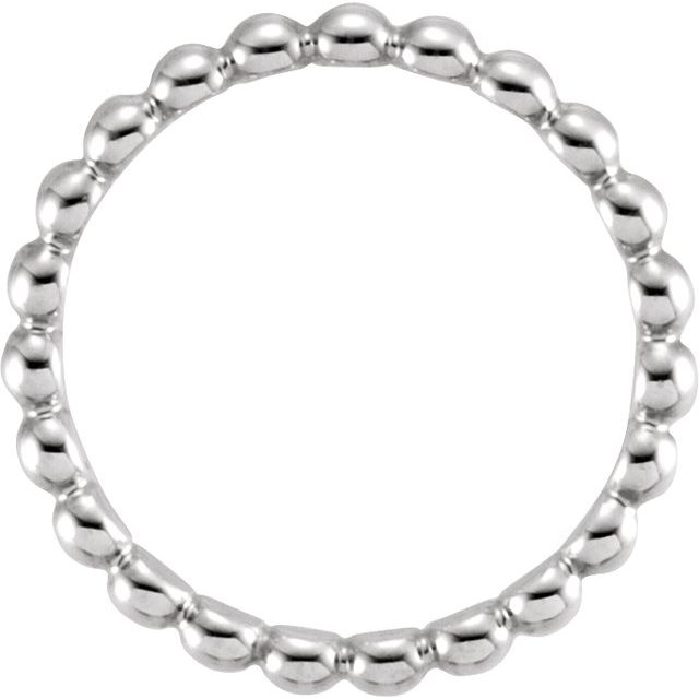 14K White 2.5 mm Stackable Bead Ring Size 6