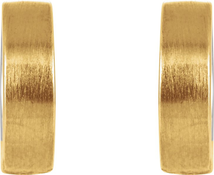 14K Yellow & White 14.5 mm Hinged Earrings with Brush Finish