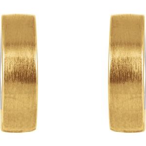 14K Yellow & White 14.5 mm Hinged Earrings with Brush Finish