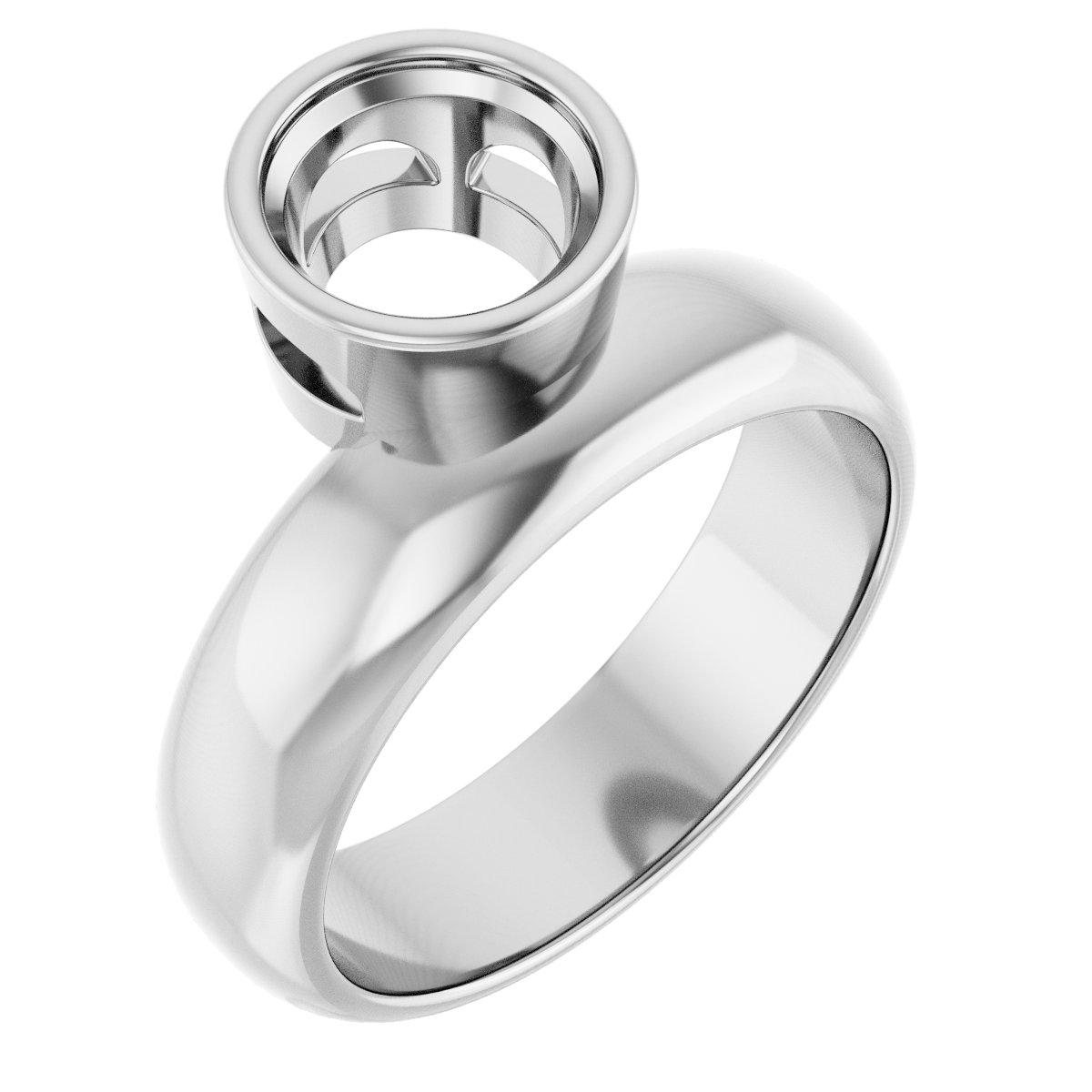 14K White 7.4 mm Round Solitaire Engagement Ring Mounting