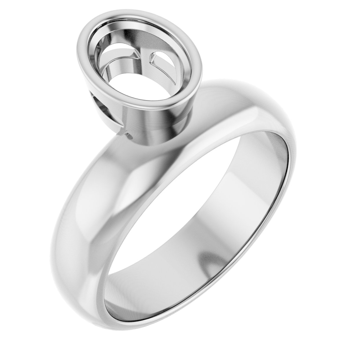 14K White 8 x 6 mm Oval Solitaire Engagement Ring Mounting